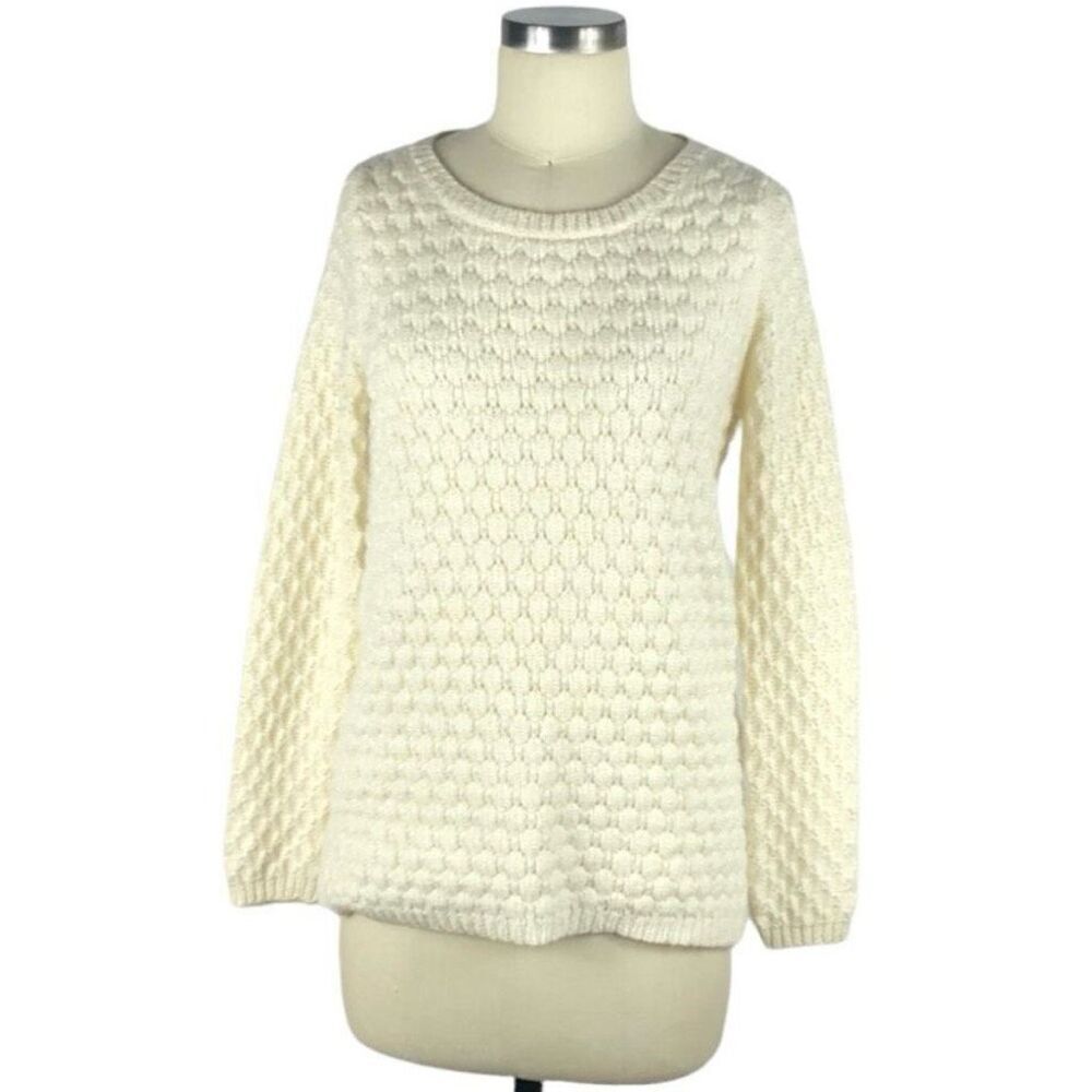 FIELD FLOWER x ANTHROPOLOGIE | Cream Honeycomb Knit Crewneck Sweater | Medium